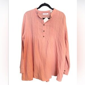 Ces Femme Pink Long Sleeve  TunicTop NWT